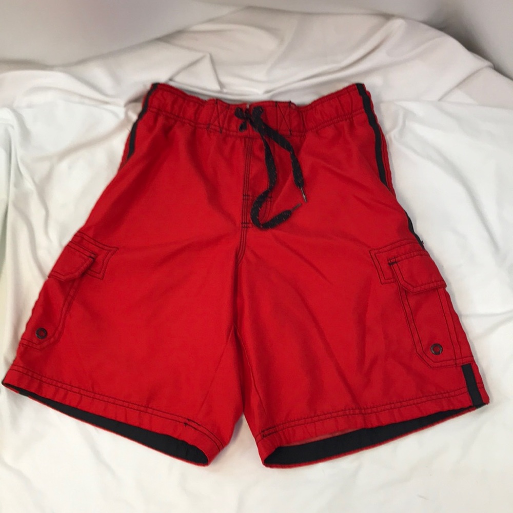 OP Mens Red & Black Swim Shorts Size Small | 28-30